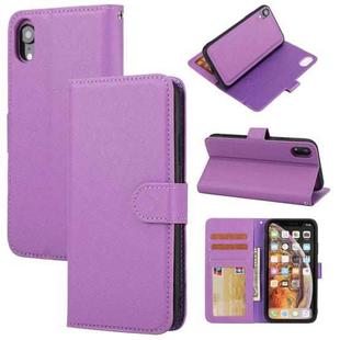 For iPhone XR Cross Texture Detachable Leather Phone Case(Purple)