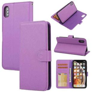 For iPhone XS Max Cross Texture Detachable Leather Phone Case(Purple)