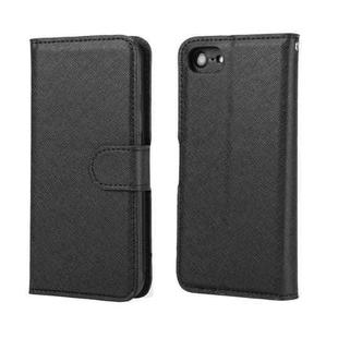 For iPhone SE 2022 / SE 2020 / 8 / 7 Cross Texture Detachable Leather Phone Case(Black)