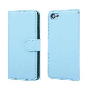 For iPhone SE 2022 / SE 2020 / 8 / 7 Cross Texture Detachable Leather Phone Case(Blue)