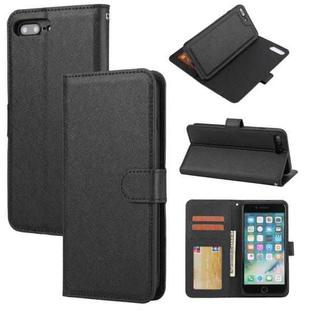 Cross Texture Detachable Leather Phone Case For iPhone 8 Plus / 7 Plus(Black)