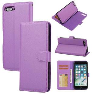 Cross Texture Detachable Leather Phone Case For iPhone 8 Plus / 7 Plus(Purple)