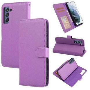 For Samsung Galaxy S21 FE 5G Cross Texture Detachable Leather Phone Case(Purple)