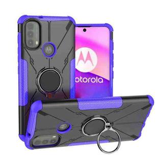 For Motorola Moto E40 Armor Bear Shockproof PC + TPU Protective Phone Case with Ring Holder(Purple)