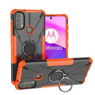 For Motorola Moto E40 Armor Bear Shockproof PC + TPU Protective Phone Case with Ring Holder(Orange)