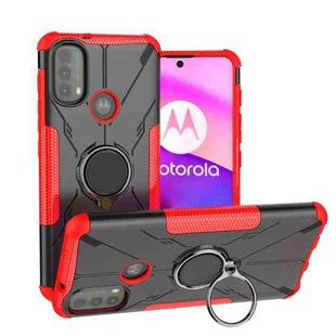 For Motorola Moto E40 Armor Bear Shockproof PC + TPU Protective Phone Case with Ring Holder(Red)