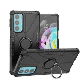 For Motorola Moto Edge 20 Armor Bear Shockproof PC + TPU Protective Phone Case with Ring Holder(Black)