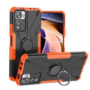 For Xiaomi Redmi Note 11 Pro Armor Bear Shockproof PC + TPU Protective Phone Case with Ring Holder(Orange)
