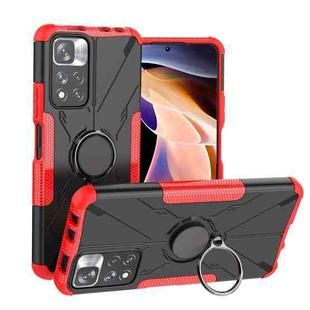 For Xiaomi Redmi Note 11 Pro Armor Bear Shockproof PC + TPU Protective Phone Case with Ring Holder(Red)