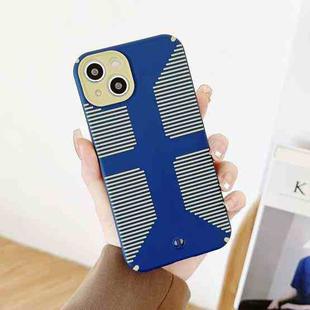 Striped Cross Armor Phone Case For iPhone 13(Dark Blue)