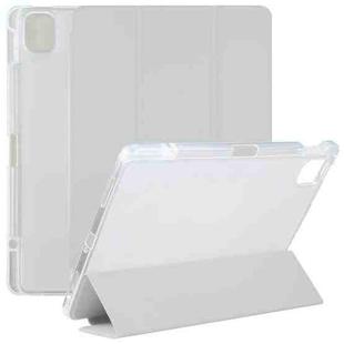For Xiaomi Mi Pad 5 Pen Slot Transparent Back Cover Leather Tablet Case(Grey)