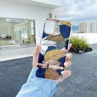 For Samsung Galaxy S22 5G Translucent Plating Flower Phone Case(Color Banana Leaf)