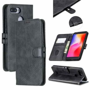 For Xiaomi Redmi 6 & 6A Stitching Style 2-Color Cow Texture Horizontal Flip PU Leather Case with Holder & Card Slot & Lanyard(Black)