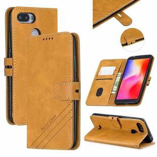 For Xiaomi Redmi 6 & 6A Stitching Style 2-Color Cow Texture Horizontal Flip PU Leather Case with Holder & Card Slot & Lanyard(Yellow)