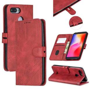 For Xiaomi Redmi 6 & 6A Stitching Style 2-Color Cow Texture Horizontal Flip PU Leather Case with Holder & Card Slot & Lanyard(Red)