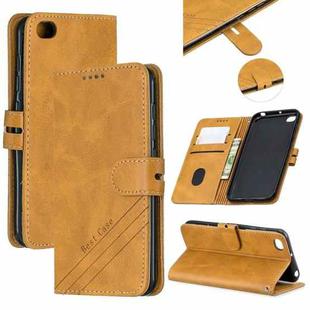 For Xiaomi Redmi GO Stitching Style 2-Color Cow Texture Horizontal Flip PU Leather Case with Holder & Card Slot & Lanyard(Yellow)