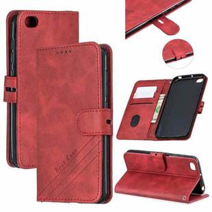 For Xiaomi Redmi GO Stitching Style 2-Color Cow Texture Horizontal Flip PU Leather Case with Holder & Card Slot & Lanyard(Red)