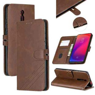 For Xiaomi Redmi K20 & K20 Pro Stitching Style 2-Color Cow Texture Horizontal Flip PU Leather Case with Holder & Card Slot & Lanyard(Brown)
