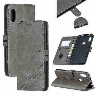 For Xiaomi Redmi Note 6 Stitching Style 2-Color Cow Texture Horizontal Flip PU Leather Case with Holder & Card Slot & Lanyard(Gray)