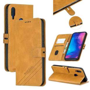 For Xiaomi Redmi Note 7 Stitching Style 2-Color Cow Texture Horizontal Flip PU Leather Case with Holder & Card Slot & Lanyard(Yellow)