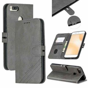 For Xiaomi Mi 5X Stitching Style 2-Color Cow Texture Horizontal Flip PU Leather Case with Holder & Card Slot & Lanyard(Gray)