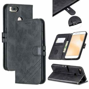 For Xiaomi Mi 5X Stitching Style 2-Color Cow Texture Horizontal Flip PU Leather Case with Holder & Card Slot & Lanyard(Black)