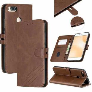 For Xiaomi Mi 5X Stitching Style 2-Color Cow Texture Horizontal Flip PU Leather Case with Holder & Card Slot & Lanyard(Brown)
