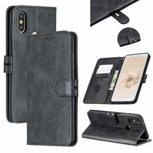 For Xiaomi Mi 6X / A2 Stitching Style 2-Color Cow Texture Horizontal Flip PU Leather Case with Holder & Card Slot & Lanyard(Black)