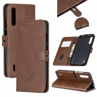 For Xiaomi Mi CC9 Stitching Style 2-Color Cow Texture Horizontal Flip PU Leather Case with Holder & Card Slot & Lanyard(Brown)