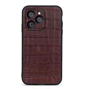 For Honor 60 SE Crocodile Texture Genuine Leather Shockproof Phone Case(Brown)