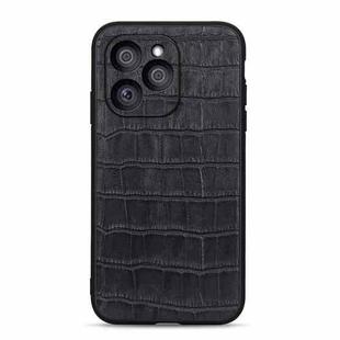 For Honor 60 SE Crocodile Texture Genuine Leather Shockproof Phone Case(Black)