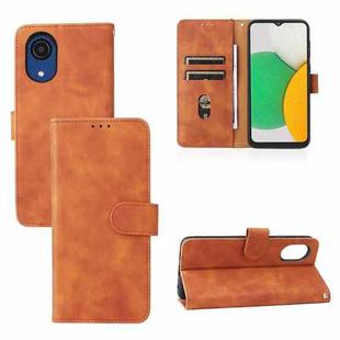 For Samsung Galaxy A03 Core Skin Feel Magnetic Buckle Calf Texture PU Phone Case(Brown)