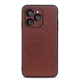 For Honor 60 SE Accurate Hole Genuine Leather Shockproof Phone Case(Brown)