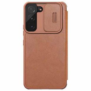 For Samsung Galaxy S22 5G NILLKIN QIN Series Pro Sliding Camera Cover Design Leather Phone Case(Brown)