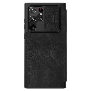 For Samsung Galaxy S22 Ultra 5G NILLKIN QIN Series Pro Sliding Camera Cover Design Leather Phone Case(Black)