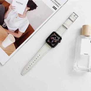 Flat Texture Leather Strap For Apple Watch Ultra 49mm / Series 8&7 45mm / SE 2&6&SE&5&4 44mm / 3&2&1 42mm(White)