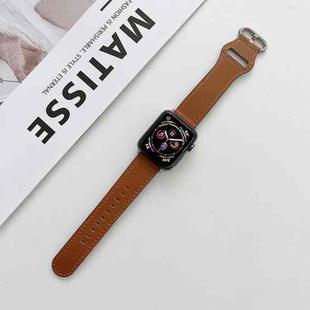 Oval Buckle Genuine Leather Strap For Apple Watch Ultra 49mm / Series 8&7 45mm / SE 2&6&SE&5&4 44mm / 3&2&1 42mm(B)