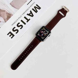 Oval Buckle Genuine Leather Strap For Apple Watch Ultra 49mm / Series 8&7 45mm / SE 2&6&SE&5&4 44mm / 3&2&1 42mm(I)