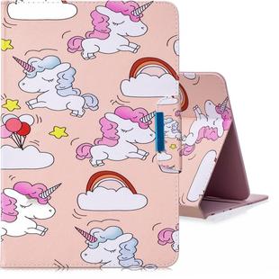 For 7 inch Tablet PC Universal Colored Drawing Horizontal Flip PU Leather Case with Holder & Card Slots(Horse and Cloud)