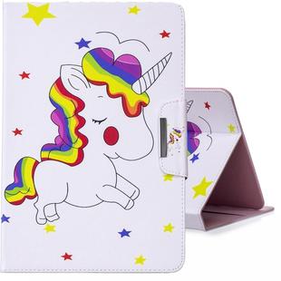 For 7 inch Tablet PC Universal Colored Drawing Horizontal Flip PU Leather Case with Holder & Card Slots(Rainbow Horse)