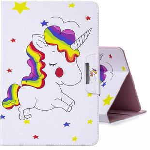 For 10 inch  Tablet PC Universal Colored Drawing Horizontal Flip PU Leather Case with Holder & Card Slots(Rainbow Horse)