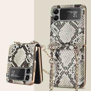 For Samsung Galaxy Z Flip3 5G GKK Texture Leather Beauty Bag Phone Case with Strap(Python Pattern)