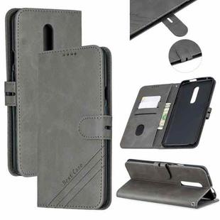 For One Plus 7  Pro Stitching Style 2-Color Cow Texture Horizontal Flip PU Leather Case with Holder & Card Slot & Lanyard(Gray)