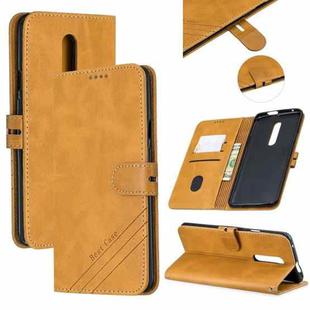 For One Plus 7  Pro Stitching Style 2-Color Cow Texture Horizontal Flip PU Leather Case with Holder & Card Slot & Lanyard(Yellow)
