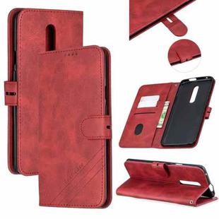 For One Plus 7  Pro Stitching Style 2-Color Cow Texture Horizontal Flip PU Leather Case with Holder & Card Slot & Lanyard(Red)