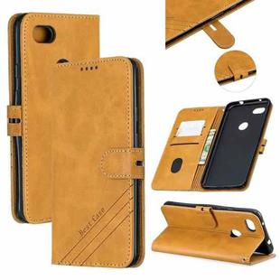 For Google Pixel 3A Stitching Style 2-Color Cow Texture Horizontal Flip PU Leather Case with Holder & Card Slot & Lanyard(Yellow)