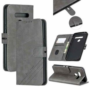 For LG G8 G8S Stitching Style 2-Color Cow Texture Horizontal Flip PU Leather Case with Holder & Card Slot & Lanyard(Gray)