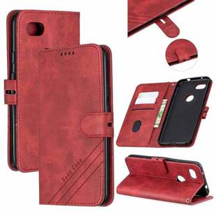 For LG G8 G8S Stitching Style 2-Color Cow Texture Horizontal Flip PU Leather Case with Holder & Card Slot & Lanyard(Red)