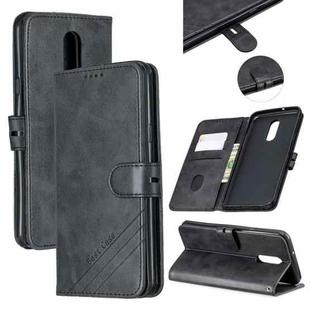 For LG Stylo 5 Stitching Style 2-Color Cow Texture Horizontal Flip PU Leather Case with Holder & Card Slot & Lanyard(Black)