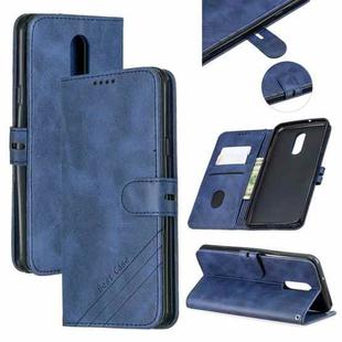 For LG Stylo 5 Stitching Style 2-Color Cow Texture Horizontal Flip PU Leather Case with Holder & Card Slot & Lanyard(Blue)